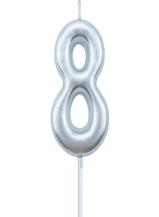 XNOVA 8th Birthday Candle Eight Years Silvery Happy Birthday Number 8 Candles for Cake Topper Decoration for Party Kids Adults Numeral 80 84 85 68 58 18 - Image 1
